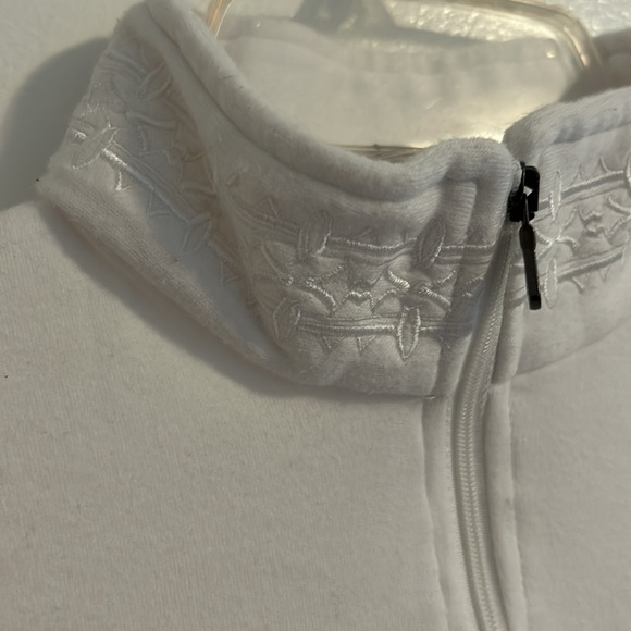 Odlo 1/4 Zip White Long Sleeve Base layer Shirt with Floral Collar Pattern Sz M - Picture 3 of 12